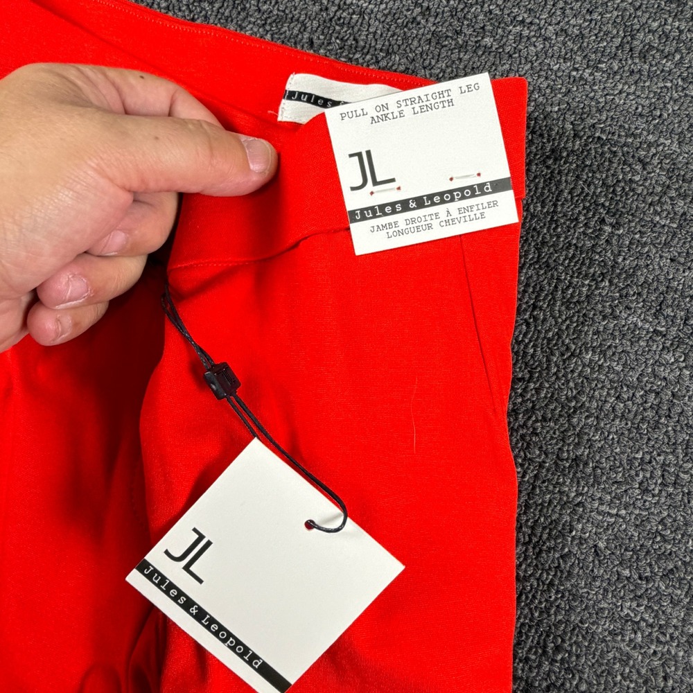 Jules & Leopold Pants Womens XL Straight Leg Ankle Red Button Accent NEW - Picture 5 of 7